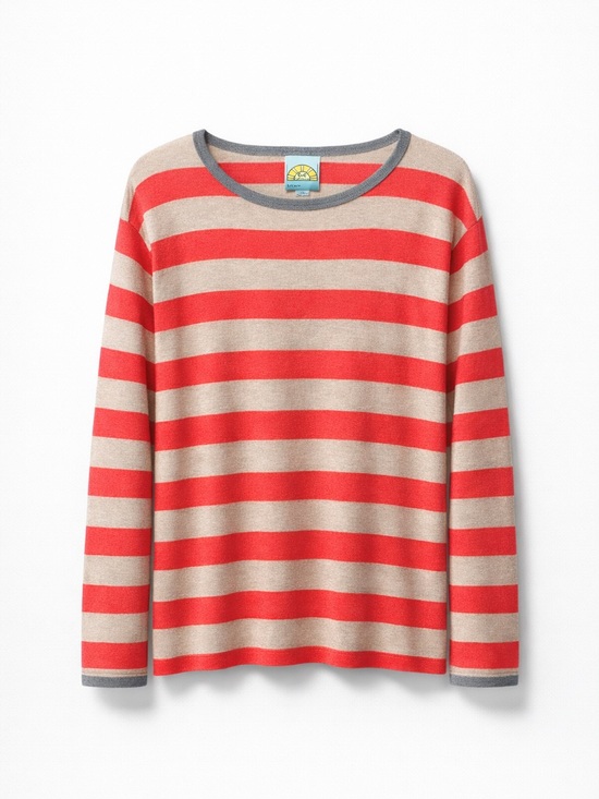 C&C California Sweaters - C&C California Striped Red and Tan Cashmere Blend Sweater (149)